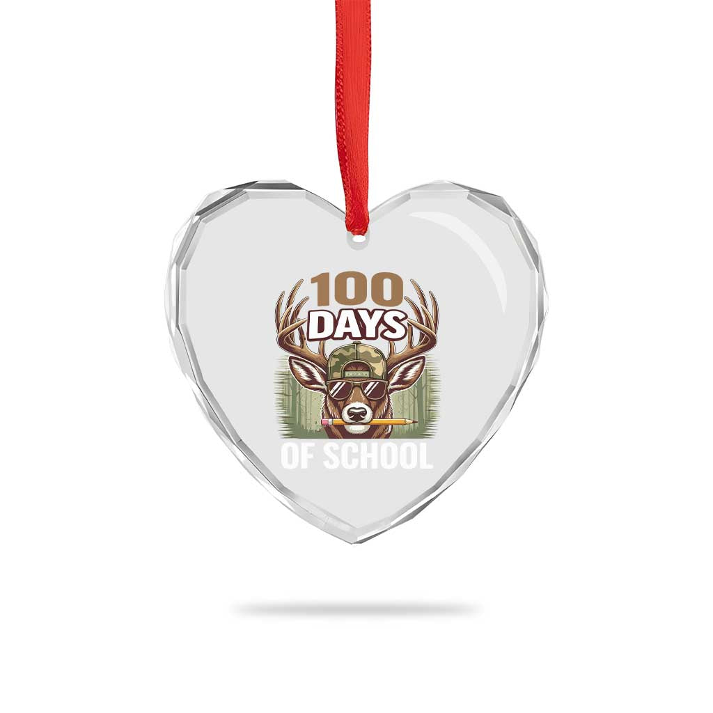 Deer 100 Days Of School Heart Crystal Glass Ornament Camo Bucked 100 Days Smarter TS10 Print Your Wear