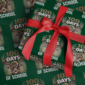 Deer 100 Days Of School Wrapping Paper Roll Camo Bucked 100 Days Smarter TS10 Green Print Your Wear