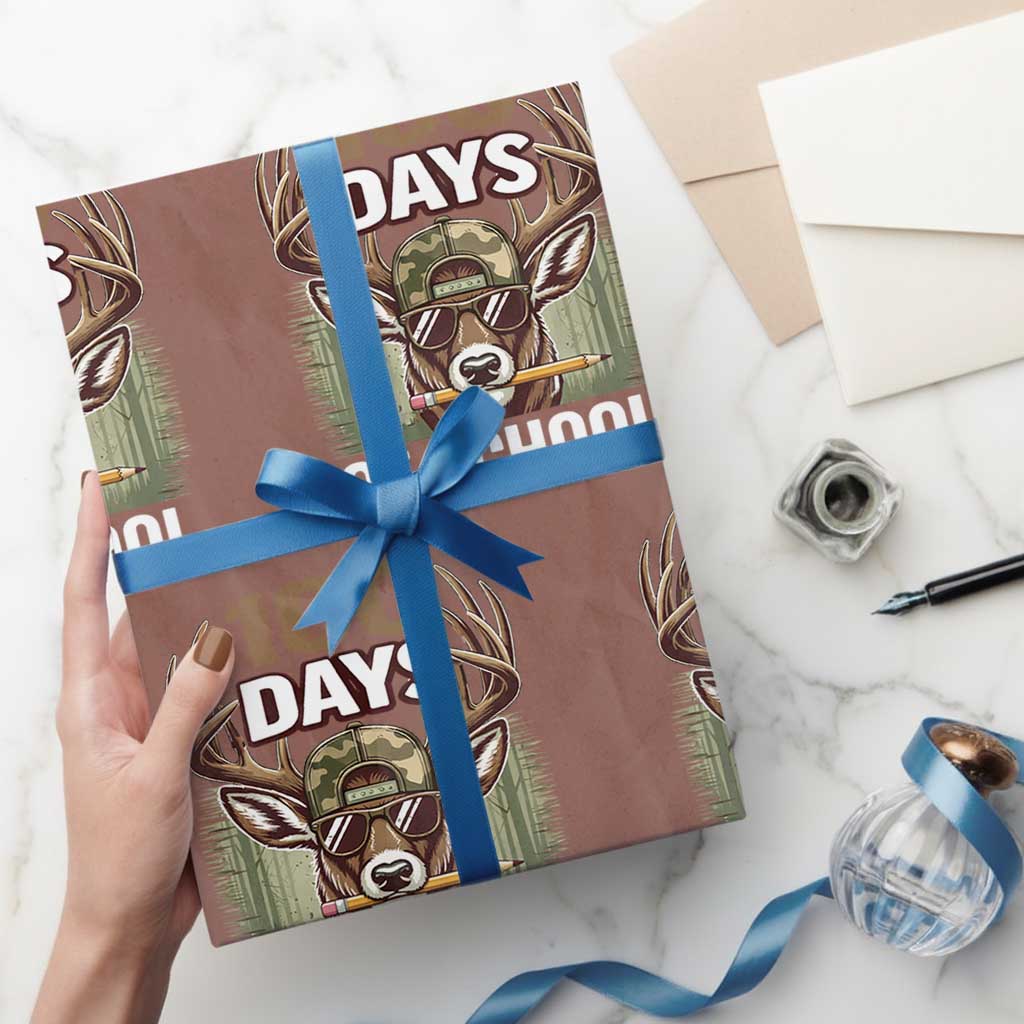 Deer 100 Days Of School Wrapping Paper Roll Camo Bucked 100 Days Smarter TS10 Mocha Print Your Wear