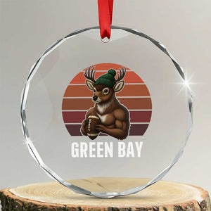 Deer Green Bay Football Crystal Glass Ornament Retro Vintage Style TS12 Transparent Glass 3'' Circle Print Your Wear