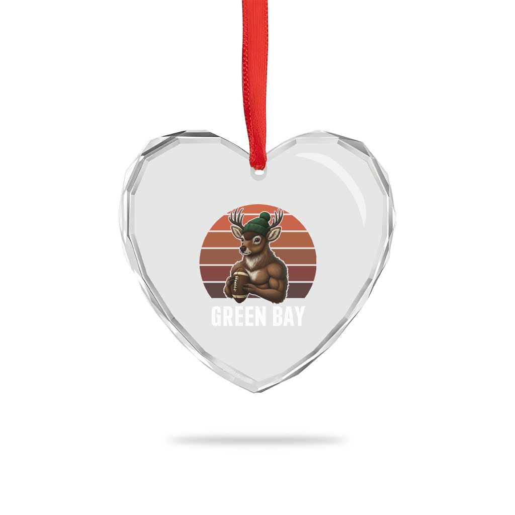 Deer Green Bay Football Heart Crystal Glass Ornament Retro Vintage Style TS12 Print Your Wear