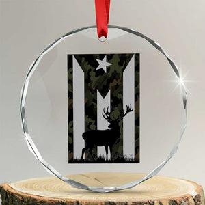 Deer Hunting Camo Puerto Rican Flag Crystal Glass Ornament Boricua Hunters TS10 Transparent Glass 3'' Circle Print Your Wear