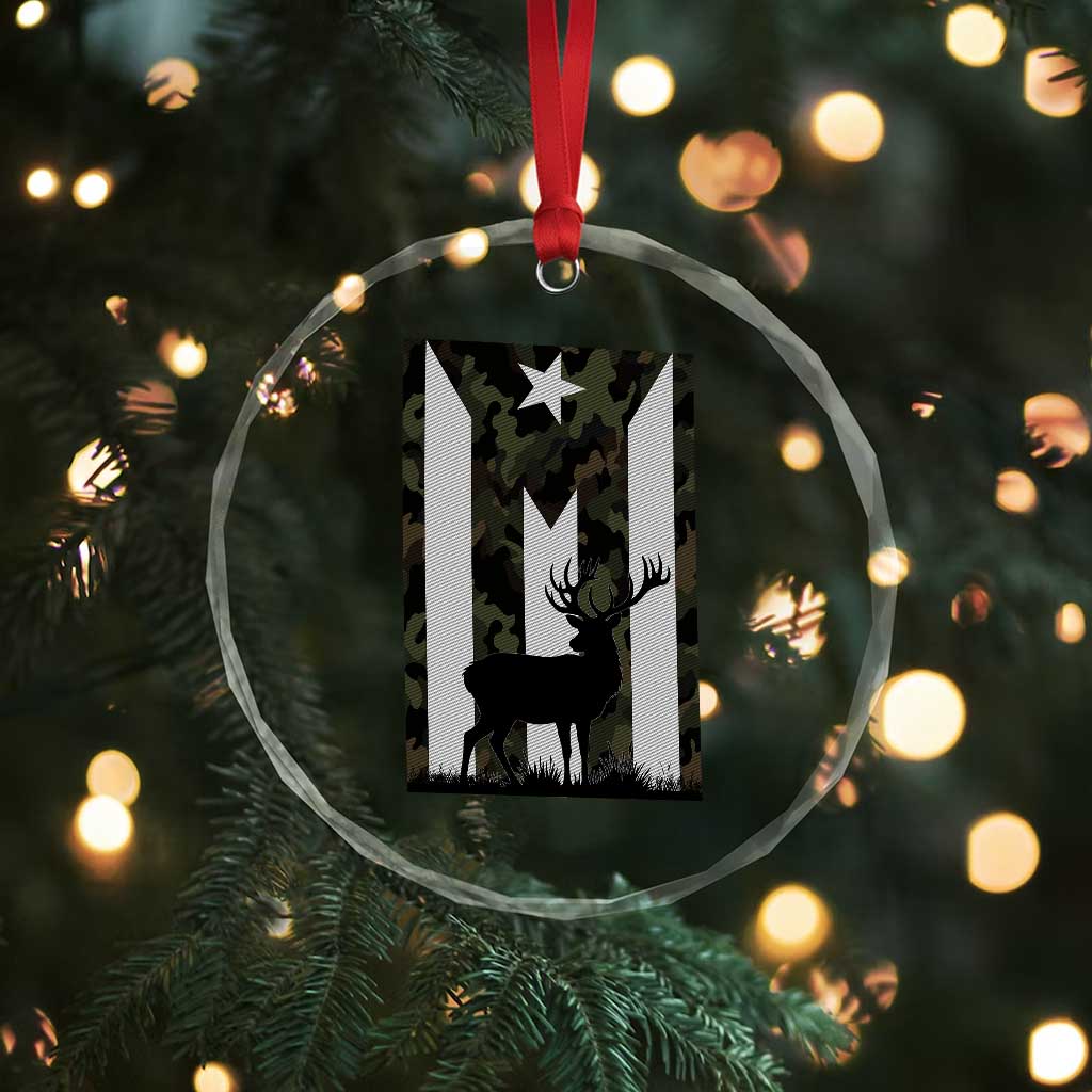 Deer Hunting Camo Puerto Rican Flag Crystal Glass Ornament Boricua Hunters TS10 Print Your Wear