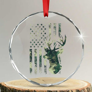 Deer Hunting Camouflage Crystal Glass Ornament Camo US Flag - Print Your Wear