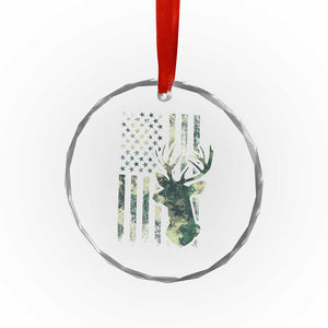 Deer Hunting Camouflage Crystal Glass Ornament Camo US Flag - Print Your Wear