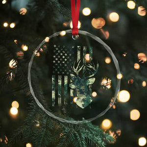 Deer Hunting Camouflage Crystal Glass Ornament Camo US Flag - Print Your Wear