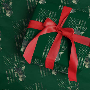 Deer Hunting Camouflage Wrapping Paper Roll Camo US Flag TS02 Green Print Your Wear