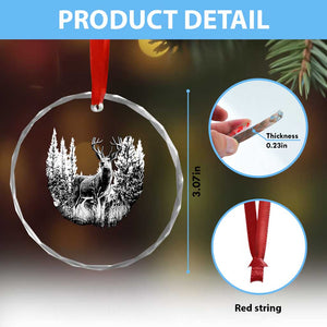Deer Hunting Crystal Glass Ornament Deer Forest Nature Lover Stag Hunter TS02 Print Your Wear