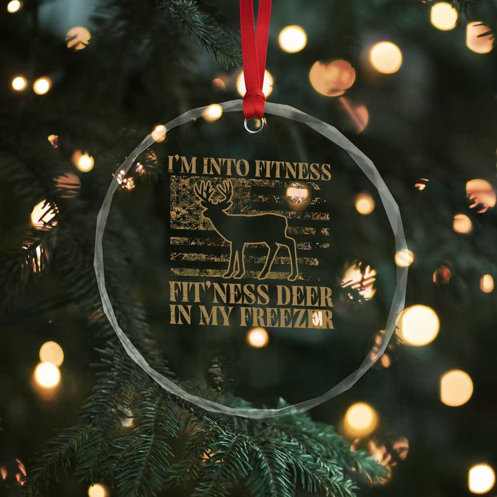 Deer Hunting Crystal Glass Ornament Im Into Fitness Fit Ness Deer Freezer Camo American Flag TS10 Print Your Wear