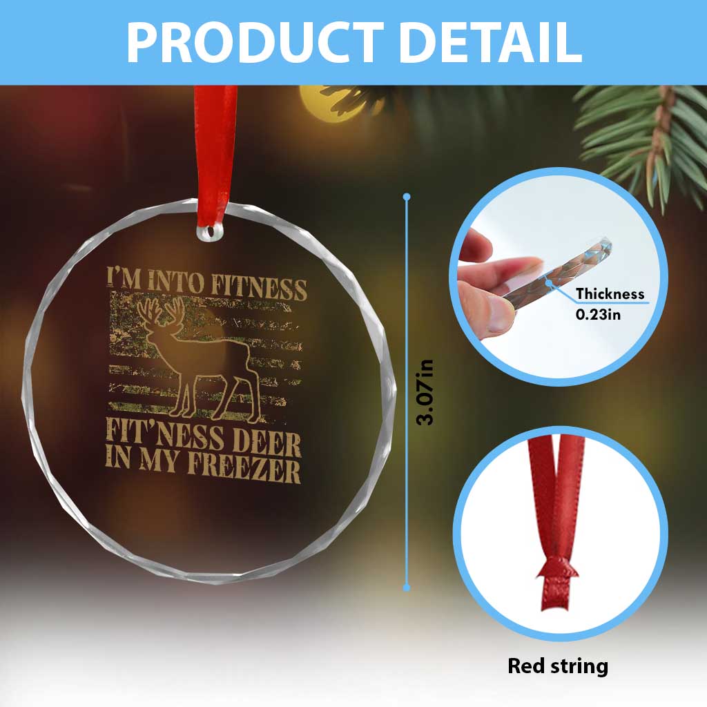 Deer Hunting Crystal Glass Ornament Im Into Fitness Fit Ness Deer Freezer Camo American Flag TS10 Print Your Wear
