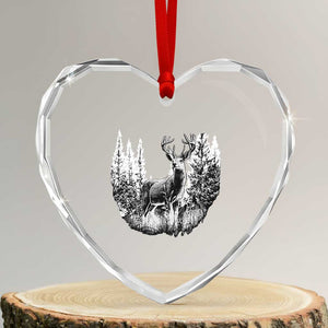 Deer Hunting Heart Crystal Glass Ornament Deer Forest Nature Lover Stag Hunter TS02 Transparent Glass 3'' Heart Print Your Wear