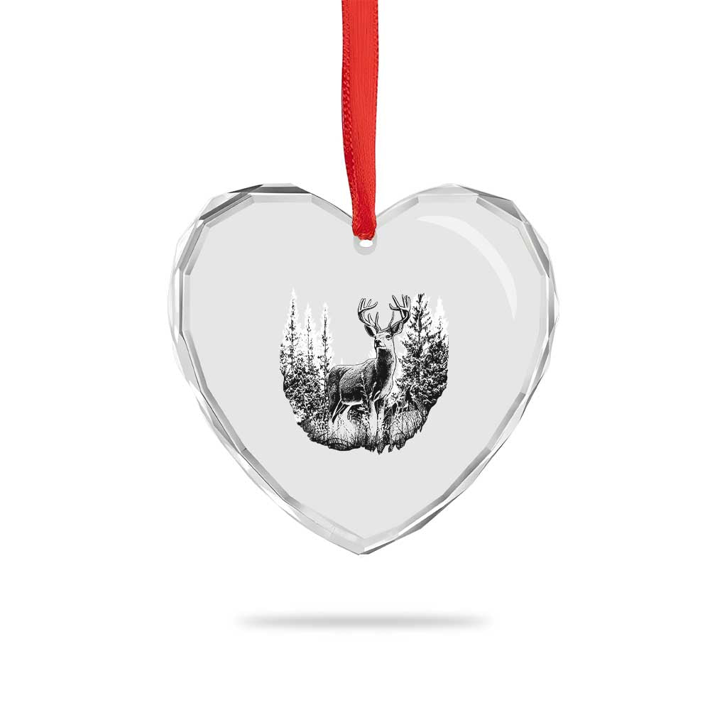 Deer Hunting Heart Crystal Glass Ornament Deer Forest Nature Lover Stag Hunter TS02 Print Your Wear
