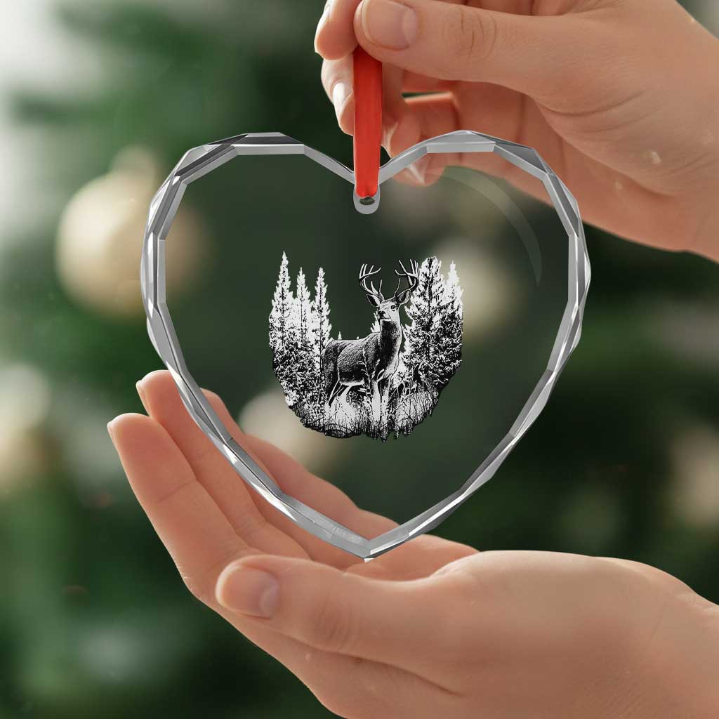 Deer Hunting Heart Crystal Glass Ornament Deer Forest Nature Lover Stag Hunter TS02 Print Your Wear