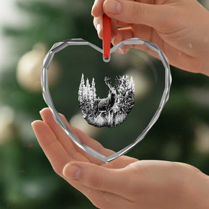 Deer Hunting Heart Crystal Glass Ornament Deer Forest Nature Lover Stag Hunter TS02 Print Your Wear