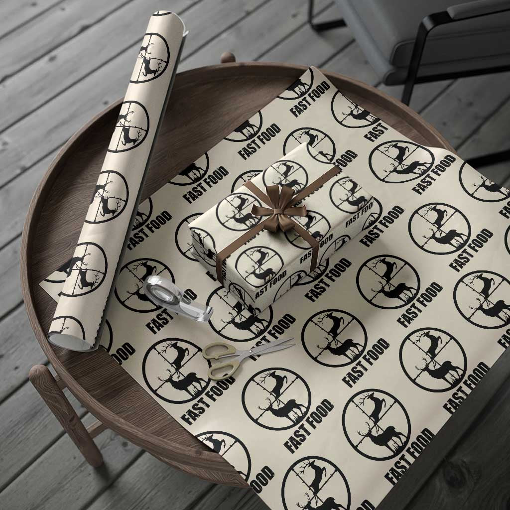 Deer Hunting Wrapping Paper Roll Deer Hunting Funny Hunter Fast Food Gift TS02 Beige Print Your Wear