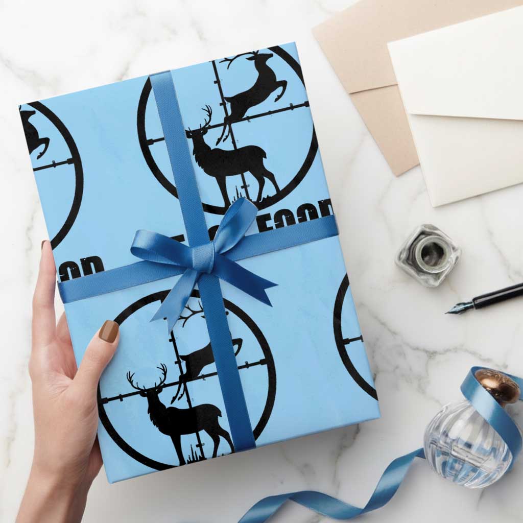 Deer Hunting Wrapping Paper Roll Deer Hunting Funny Hunter Fast Food Gift TS02 Light Blue Print Your Wear
