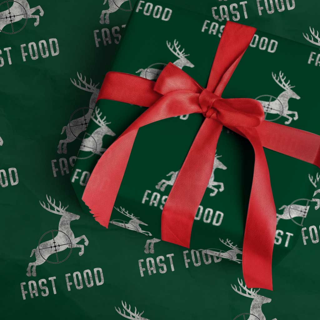 Deer Hunting Season Wrapping Paper Roll Funny Fast Food TS10 Green Print Your Wear