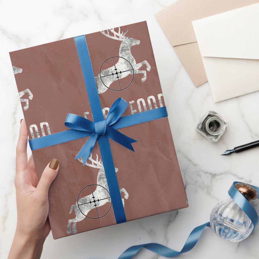 Deer Hunting Season Wrapping Paper Roll Funny Fast Food TS10 Mocha Print Your Wear