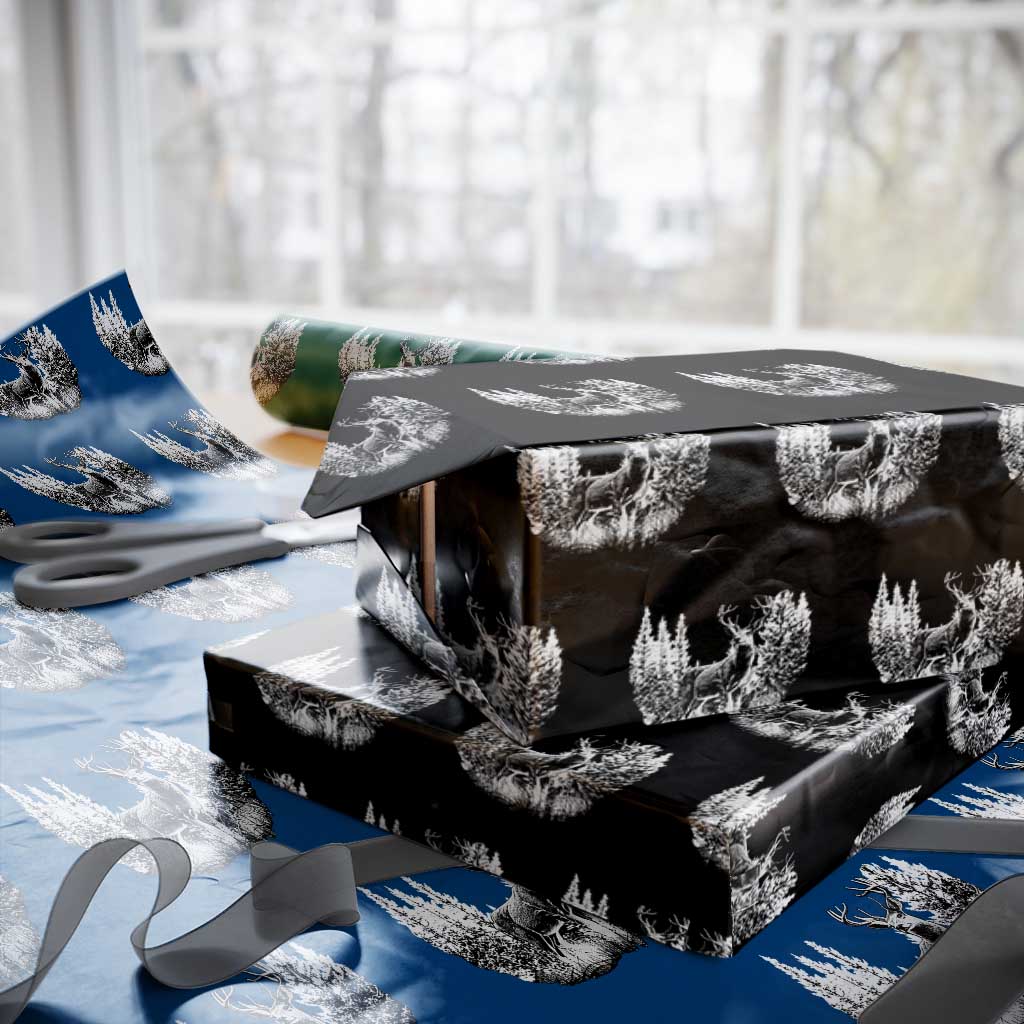 Deer Hunting Wrapping Paper Roll Deer Forest Nature Lover Stag Hunter TS02 Black Print Your Wear