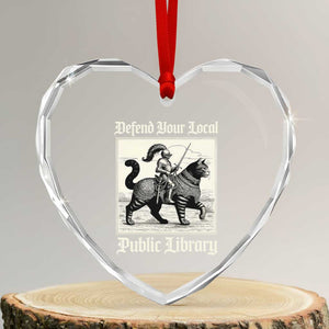 Defend Your Local Public Library Heart Crystal Glass Ornament Knight Cat for Fantasy Book Lovers TS11 Transparent Glass 3'' Heart Print Your Wear