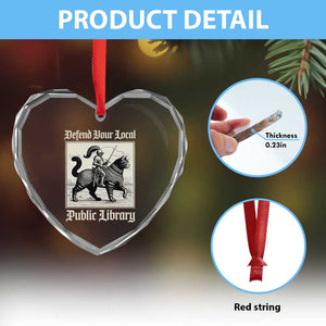 Defend Your Local Public Library Heart Crystal Glass Ornament Knight Cat for Fantasy Book Lovers TS11 Print Your Wear