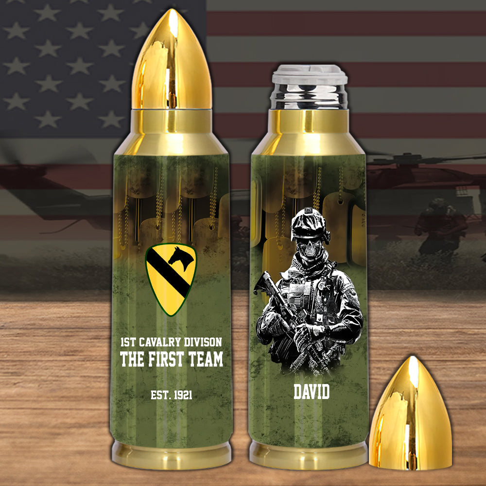 Personalized Veteran Bullet Tumbler Division and Name CTM Printyourwear