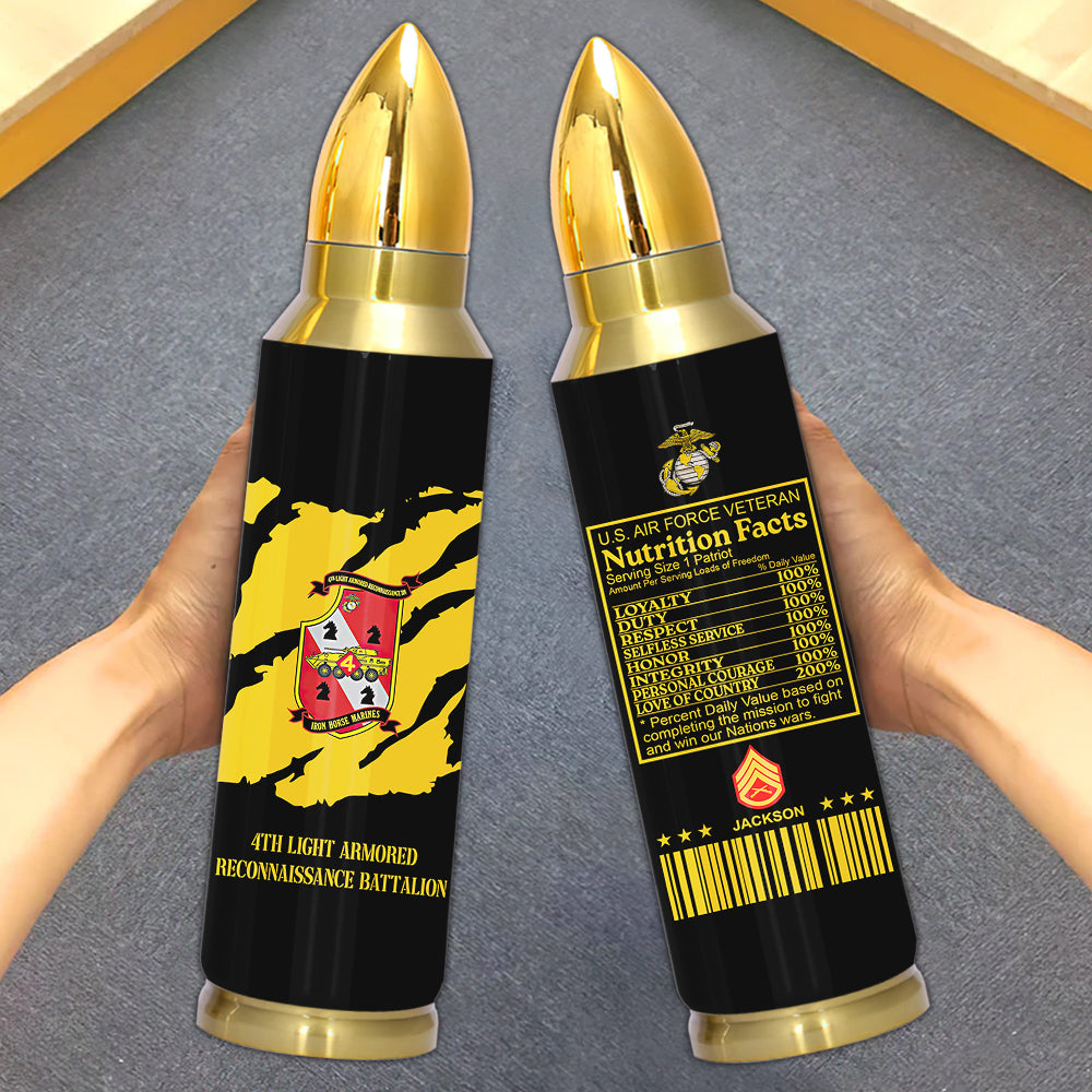 Personalized Veteran Bullet Tumbler Veteran Nutrition Facts CTM Printyourwear