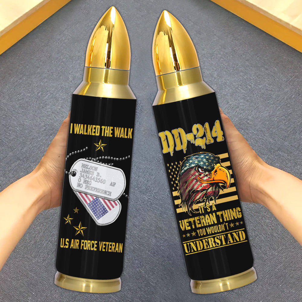 Personalized Veteran Bullet Tumbler I Walked The Walk American Eagles CTM Printyourwear