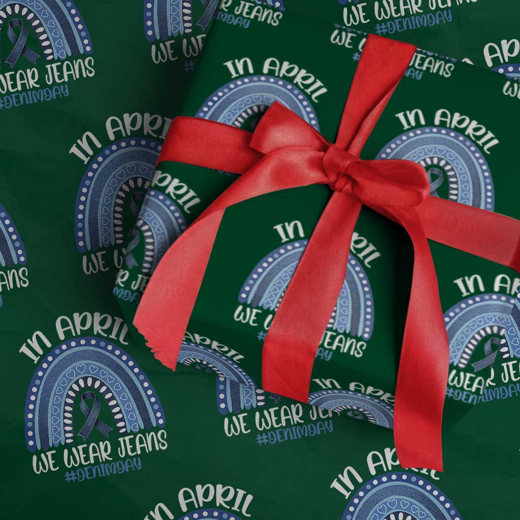 Denim Day Awareness Wrapping Paper Roll In April We Wear Jeans Rainbow TS11 Green Print Your Wear