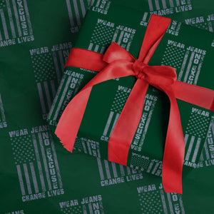 Denim Day Awareness Wrapping Paper Roll Wear Jeans No Excuse Change Lives Vintage American Flag TS11 Green Print Your Wear
