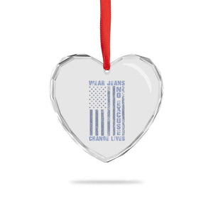 Denim Day Awareness Heart Crystal Glass Ornament Wear Jeans No Excuse Change Lives Vintage American Flag TS11 Print Your Wear
