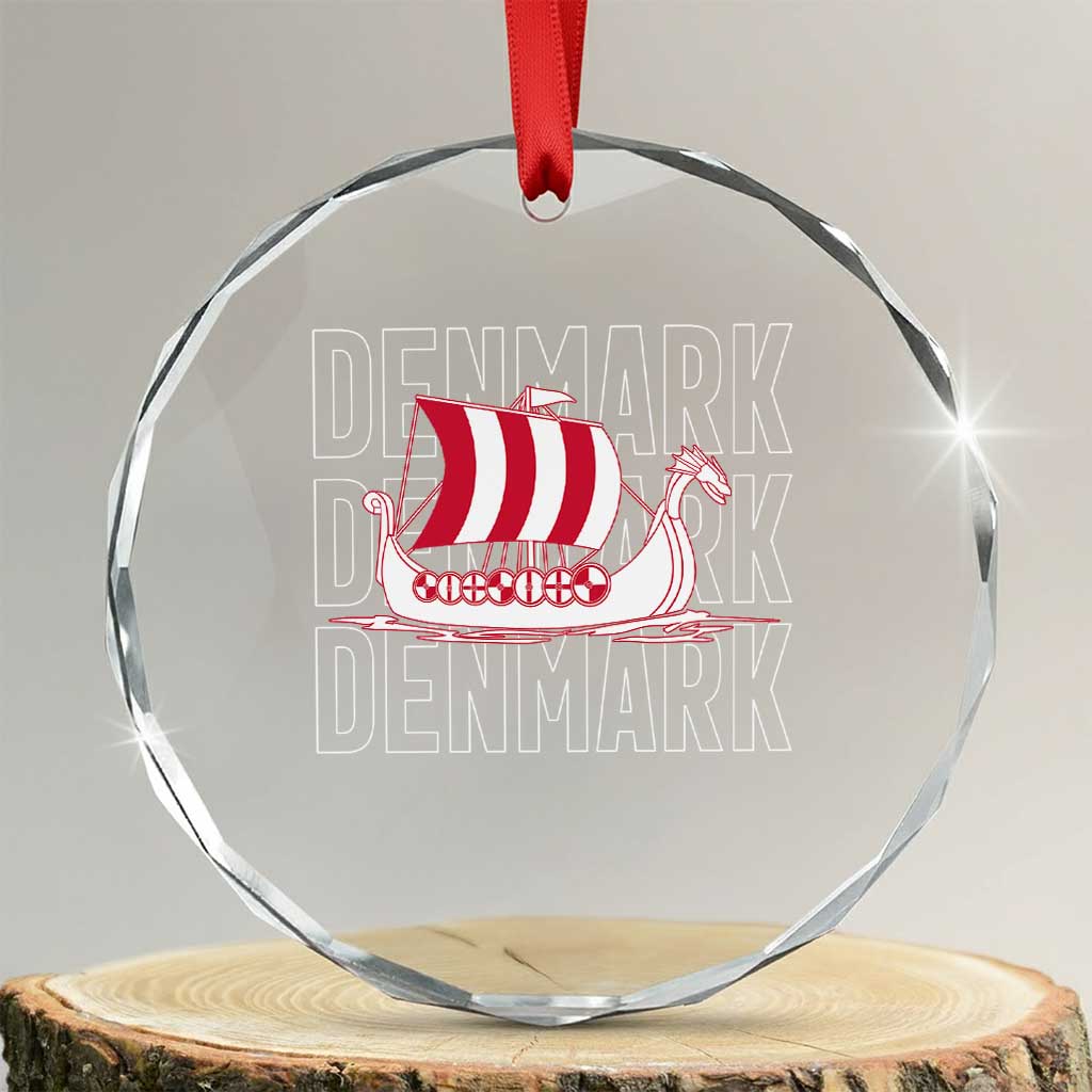 Denmark Flag Viking Ship Danes Danish Roots Dansk Denmark Crystal Glass Ornament TS14 Transparent Glass 3'' Circle Print Your Wear