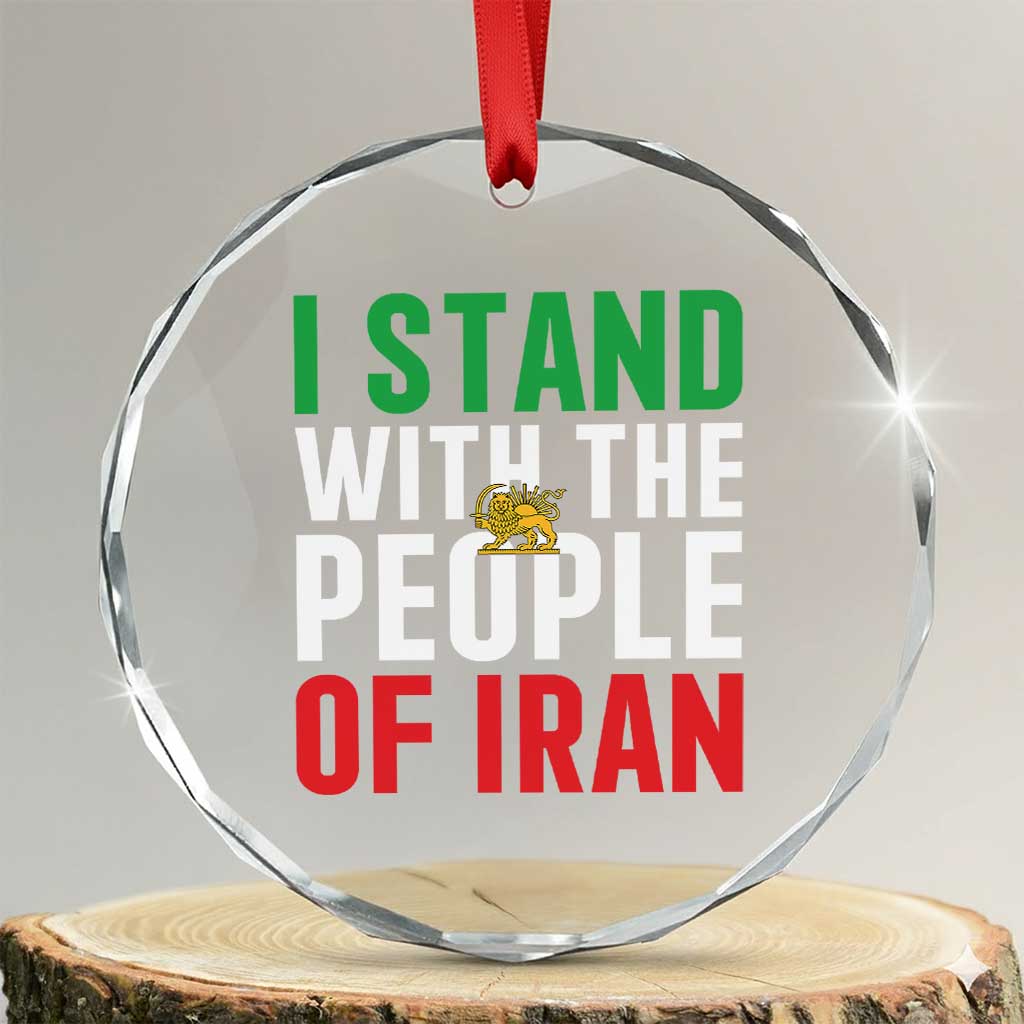 I Stand With The People of Iran Crystal Glass Ornament Iranian Revolution Freedom Supporter TS02 Transparent Glass 3'' Circle Print Your Wear