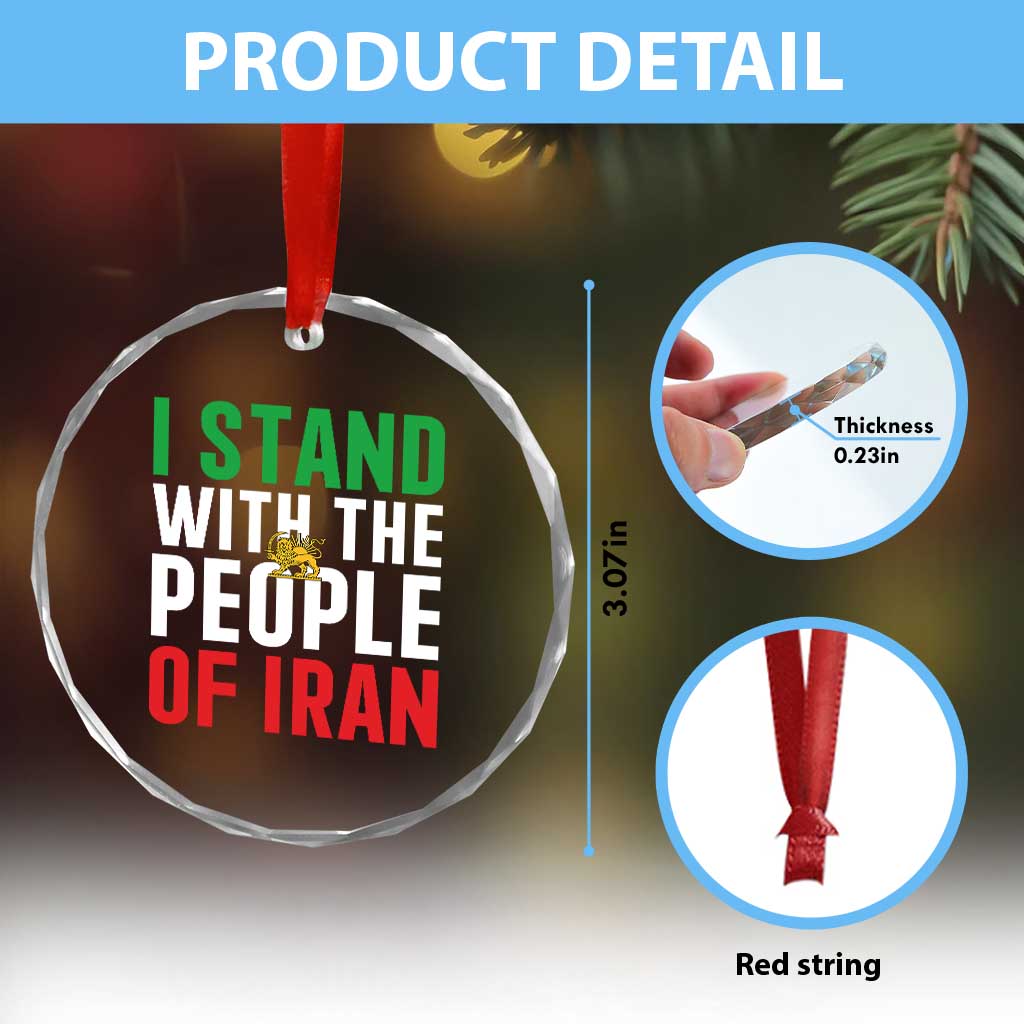 I Stand With The People of Iran Crystal Glass Ornament Iranian Revolution Freedom Supporter TS02 Print Your Wear