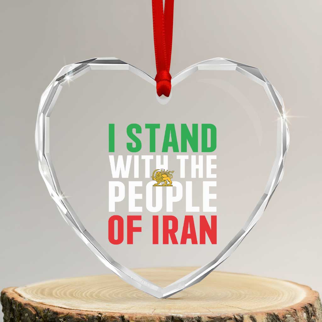 I Stand With The People of Iran Heart Crystal Glass Ornament Iranian Revolution Freedom Supporter TS02 Transparent Glass 3'' Heart Print Your Wear