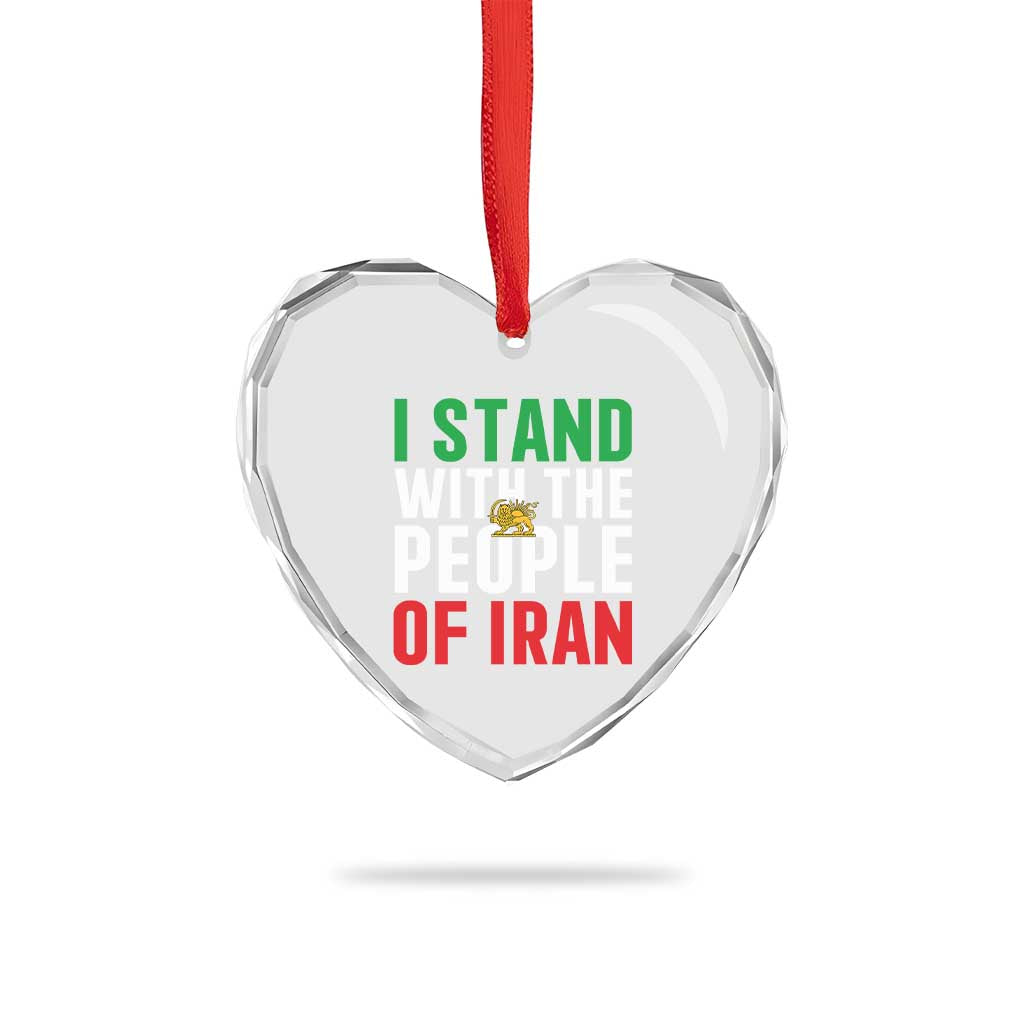 I Stand With The People of Iran Heart Crystal Glass Ornament Iranian Revolution Freedom Supporter TS02 Print Your Wear