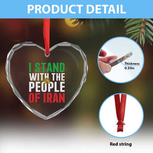 I Stand With The People of Iran Heart Crystal Glass Ornament Iranian Revolution Freedom Supporter TS02 Print Your Wear