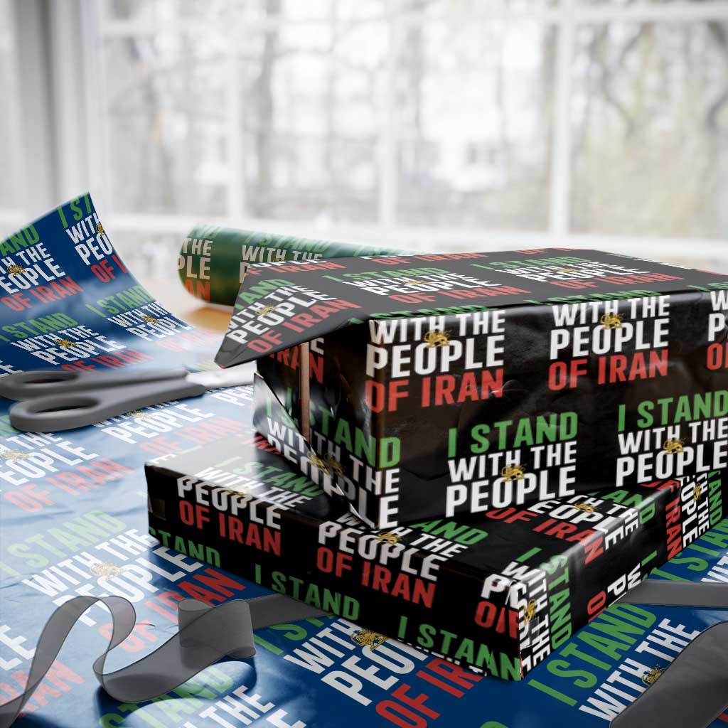I Stand With The People of Iran Wrapping Paper Roll Iranian Revolution Freedom Supporter TS02 Black Print Your Wear