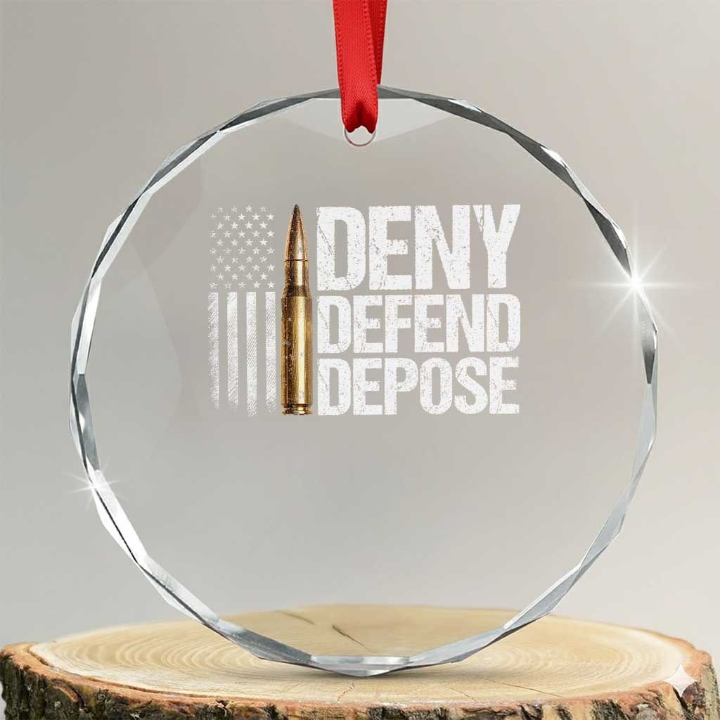 Deny Defend Depose Crystal Glass Ornament Bullet Vintage American Flag TS11 Transparent Glass 3'' Circle Print Your Wear