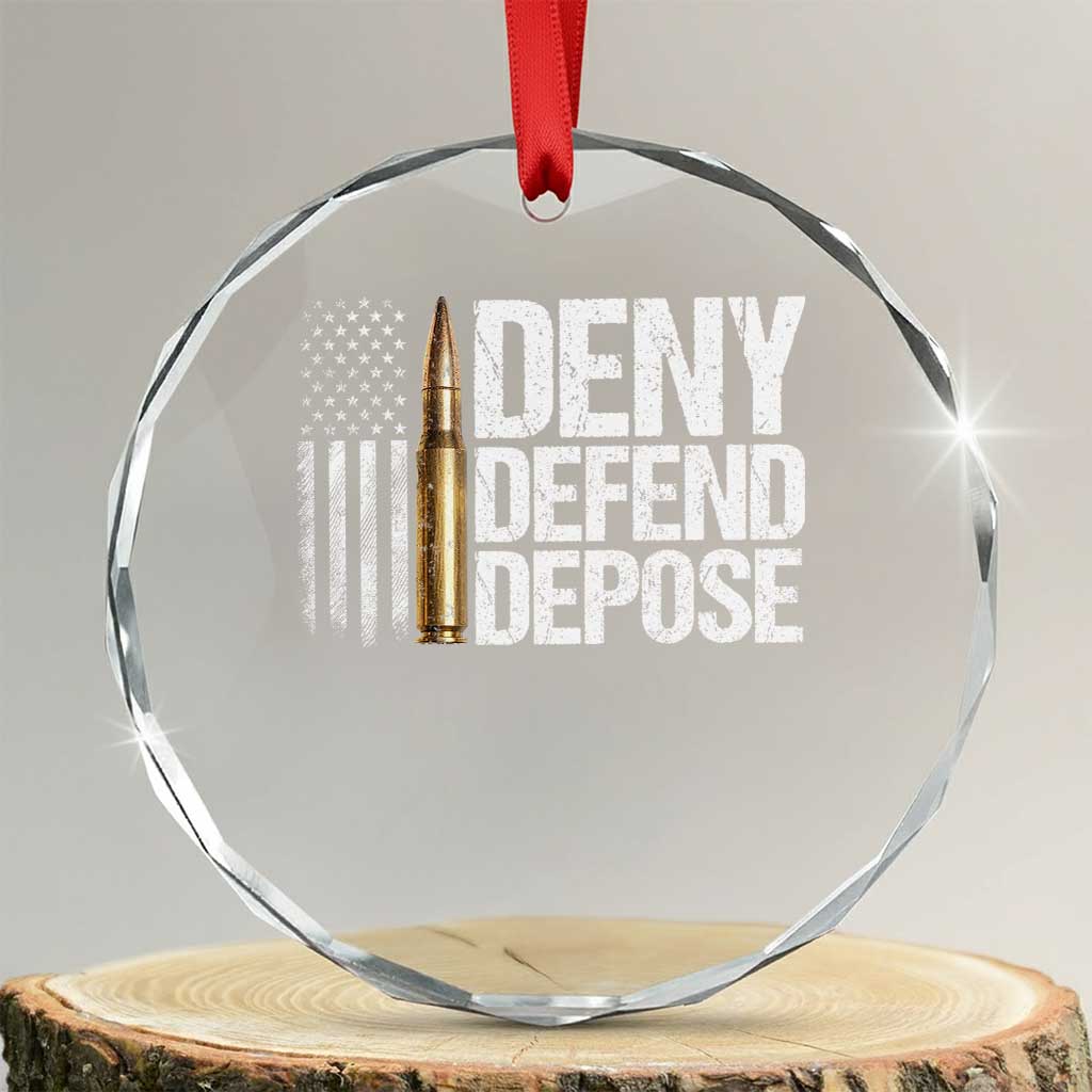 Deny Defend Depose Crystal Glass Ornament Bullet Vintage American Flag TS11 Transparent Glass 3'' Circle Print Your Wear