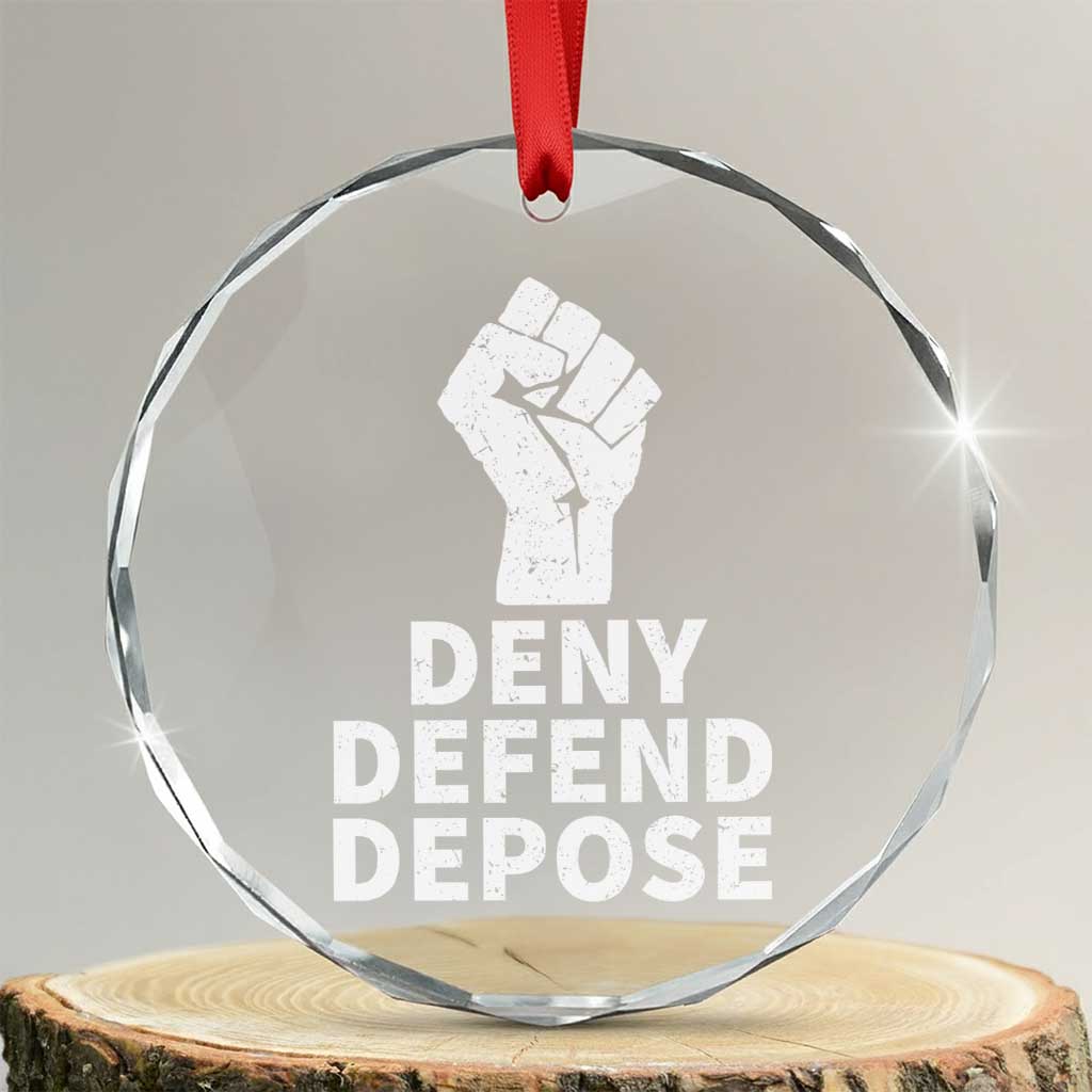 Deny Defend Depose Crystal Glass Ornament Vintage Hand Fist - Print Your Wear