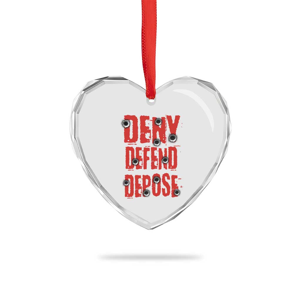 Deny Defend Depose Heart Crystal Glass Ornament Bullet Holes TS11 Print Your Wear
