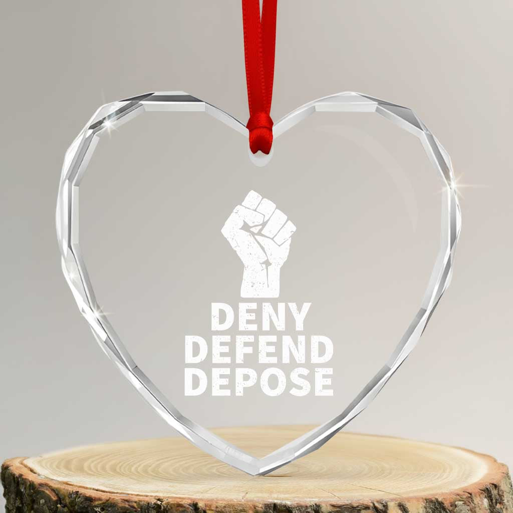 Deny Defend Depose Heart Crystal Glass Ornament Vintage Hand Fist TS11 Transparent Glass 3'' Heart Print Your Wear