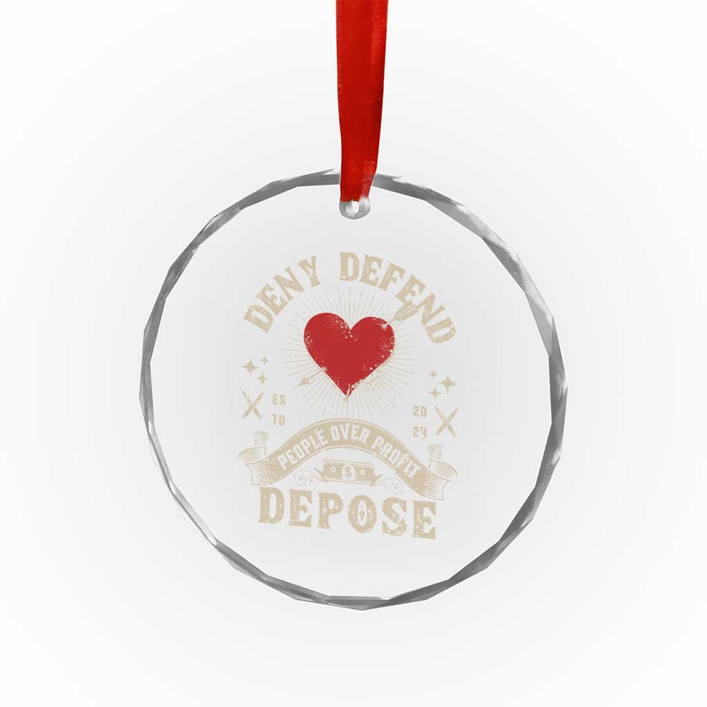 Deny Defend Depose People Over Profit Crystal Glass Ornament Vintage Heart Bullet TS11 Print Your Wear