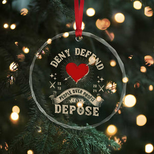 Deny Defend Depose People Over Profit Crystal Glass Ornament Vintage Heart Bullet TS11 Print Your Wear
