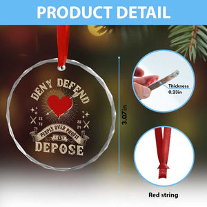 Deny Defend Depose People Over Profit Crystal Glass Ornament Vintage Heart Bullet TS11 Print Your Wear