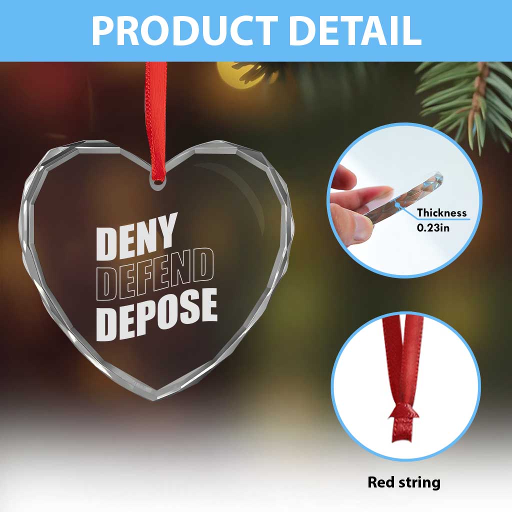 Deny Defend Depose Social Justice Heart Crystal Glass Ornament TS11 Print Your Wear