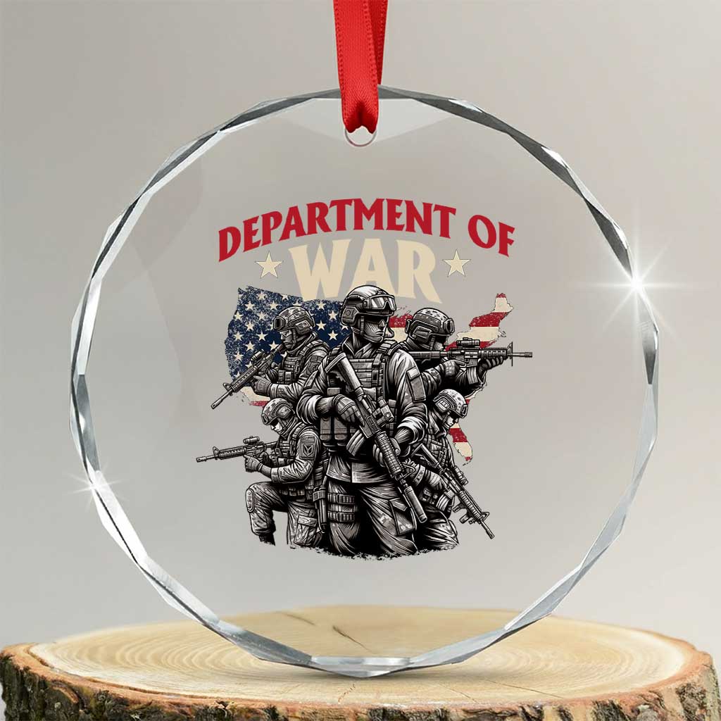 Department of War Est 2025 Crystal Glass Ornament Patriotic Combat Squad Tactical Soldiers Graphic TS02 Transparent Glass 3'' Circle Print Your Wear