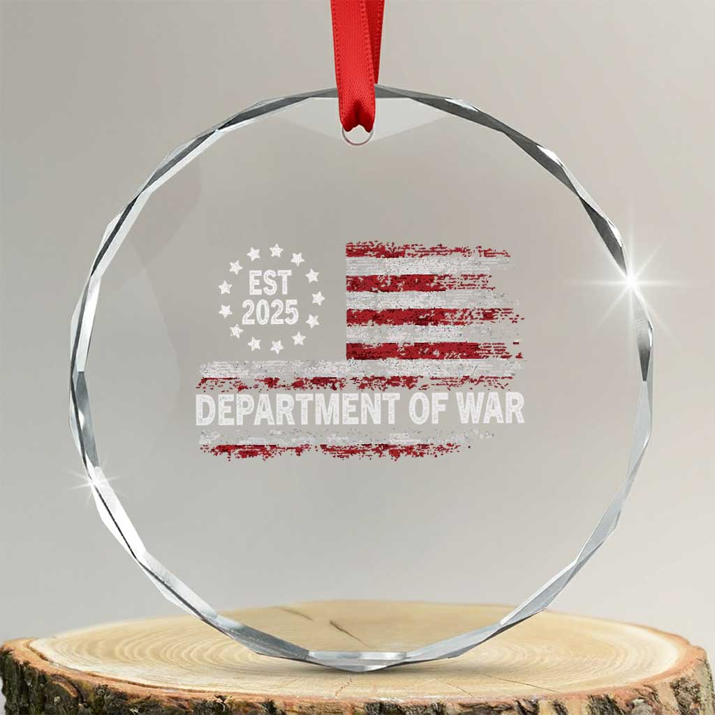 Department of War Est 2025 Crystal Glass Ornament Patriotic Military Vintage Grunge American Flag TS02 Transparent Glass 3'' Circle Print Your Wear