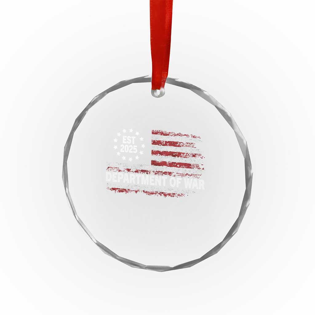 Department of War Est 2025 Crystal Glass Ornament Patriotic Military Vintage Grunge American Flag TS02 Print Your Wear